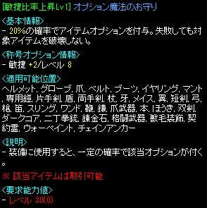 [敏捷比率上昇Lv1] のオプション説明画像