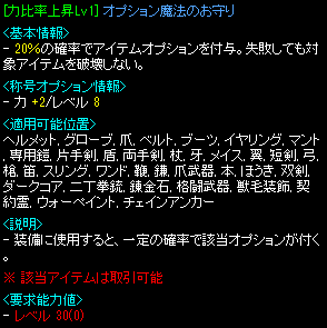 [力比率上昇Lv1] のオプション説明画像
