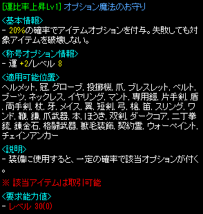 [運比率上昇Lv1] のオプション説明画像